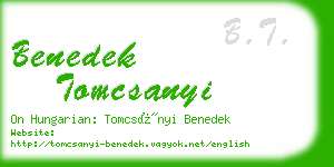 benedek tomcsanyi business card